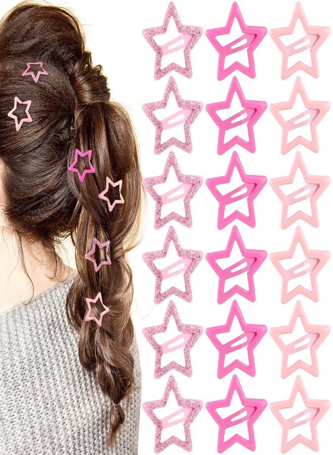 Mxxipp 18pcs Star Hair Clips for Women, Non-Slip Metal Star Snap Barrettes, Y2K Hairstyle Accessories for Thick Thin Fine Straight Curly Long Short Hair- Pink & Light Pink & Rose Pink - Image 1